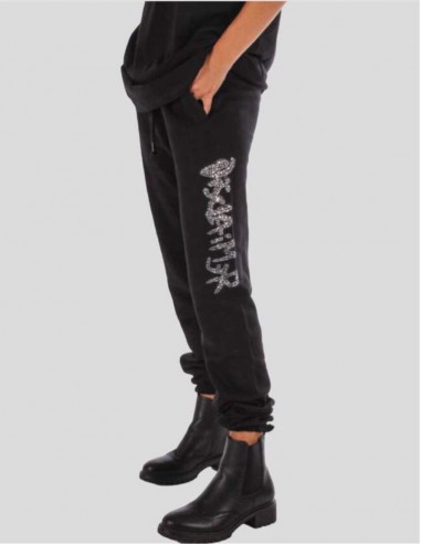 DISCLAIMER - PANTALONE CON LOGO STRASS